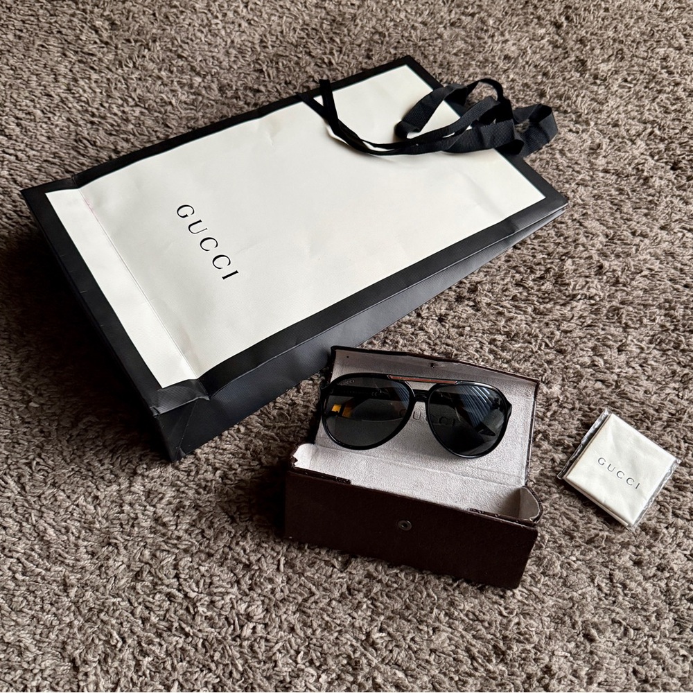 Gucci Black Aviator Men's Sunglasses